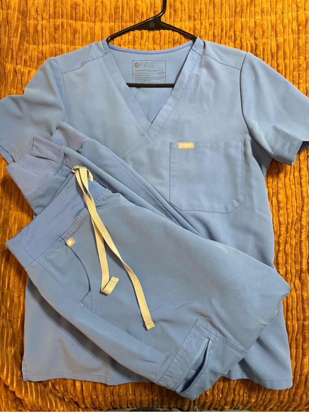 Figs Light Blue Scrub Top and Jogger Set